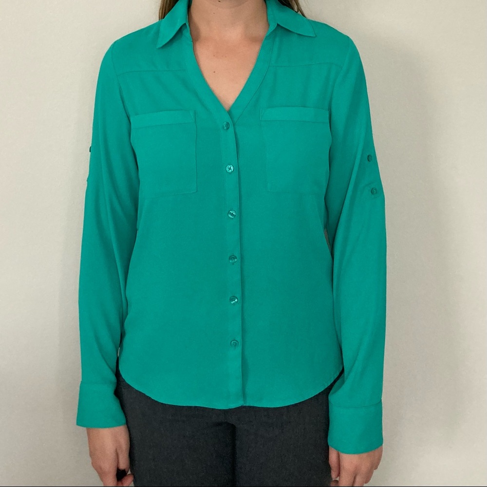 Teal Button-Up Women's Top